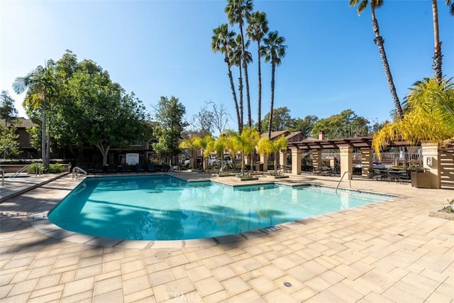 view of swimming pool with a patio