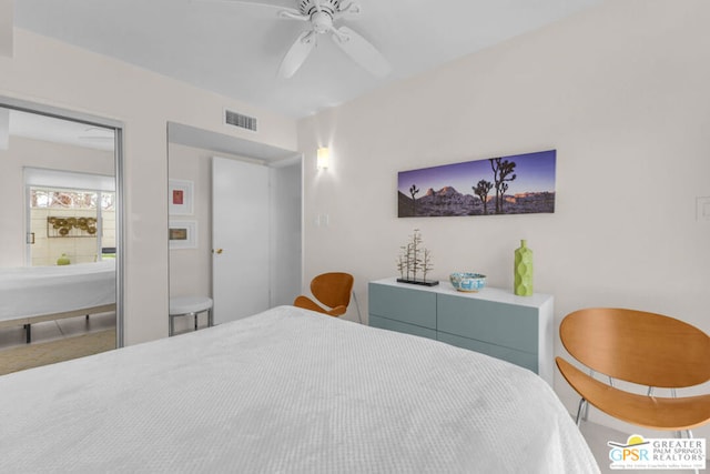 bedroom featuring ceiling fan