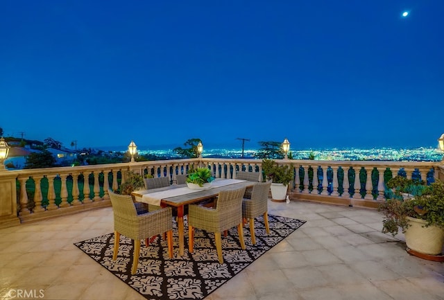 view of patio at twilight