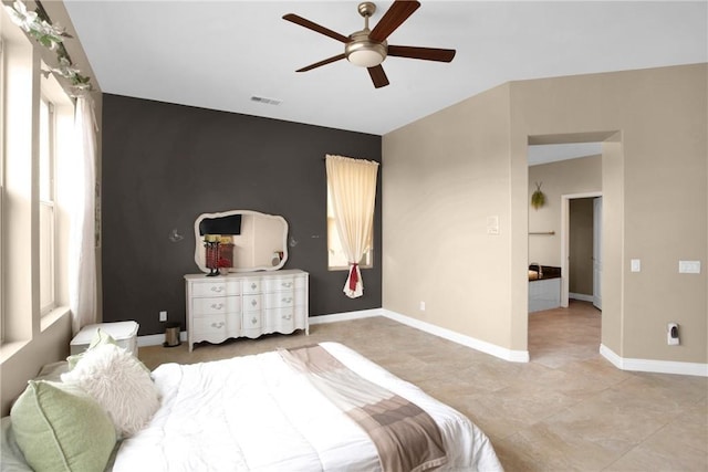 bedroom featuring ceiling fan