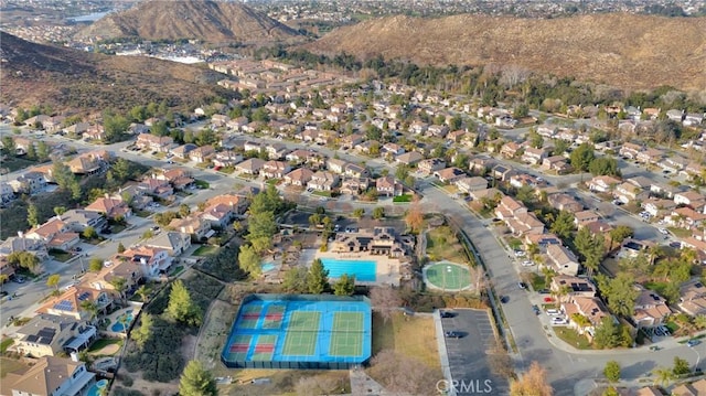 aerial view with a mountain view