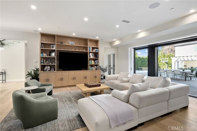 living room featuring light wood-type flooring