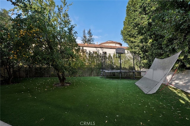 view of yard featuring a trampoline