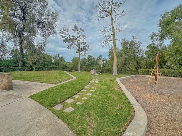 view of yard featuring a playground