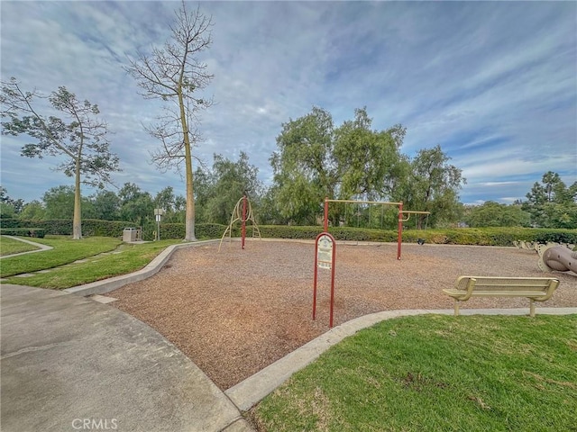 view of jungle gym with a yard