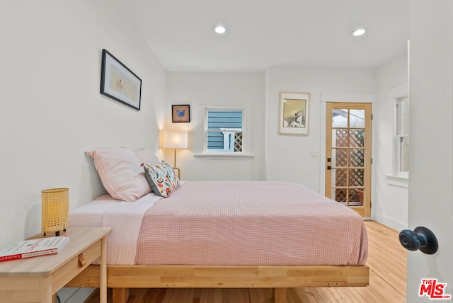 bedroom featuring light hardwood / wood-style floors