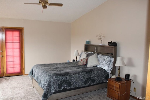 bedroom with carpet floors and ceiling fan