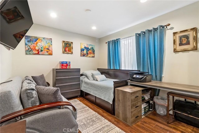 living area with dark hardwood / wood-style flooring