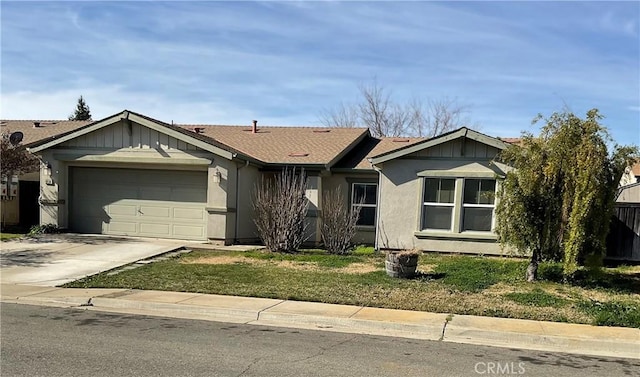 single story home with a garage