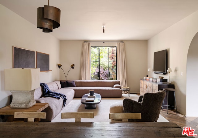 living room featuring light hardwood / wood-style floors