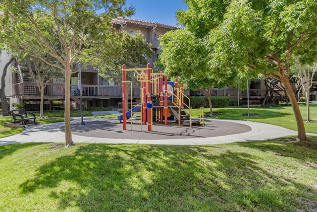 view of play area featuring a yard