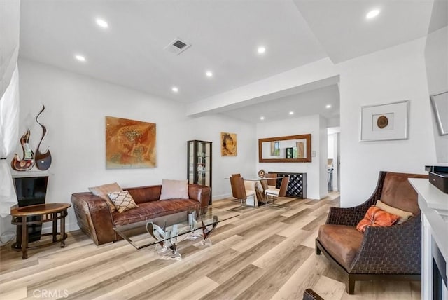 living room featuring light hardwood / wood-style floors