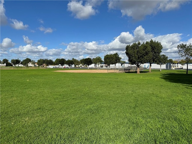 view of property's community with a yard