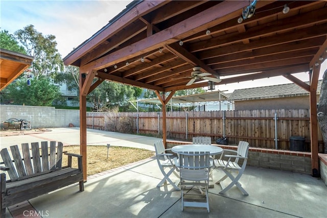 view of patio / terrace featuring ceiling fan