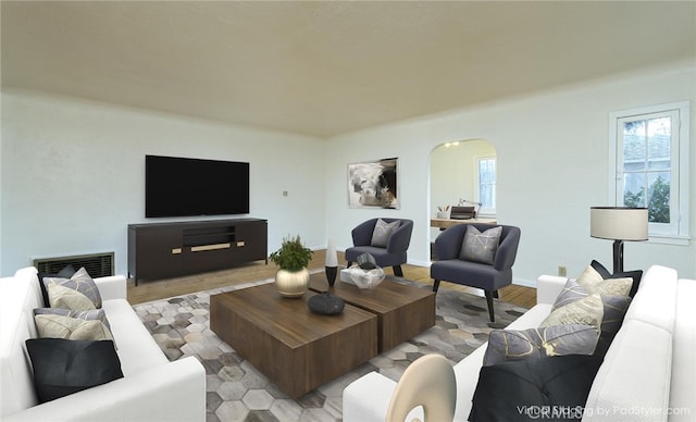 living room featuring light hardwood / wood-style floors