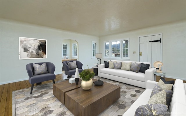 living room featuring light hardwood / wood-style floors