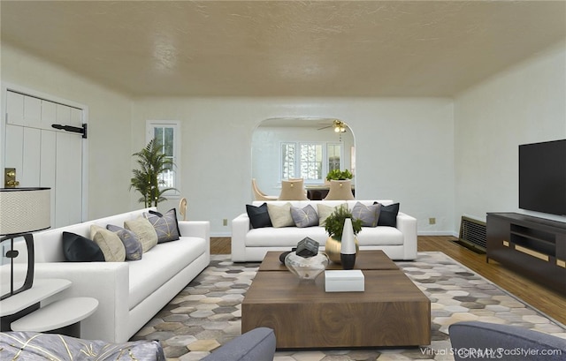 living room with light wood-type flooring