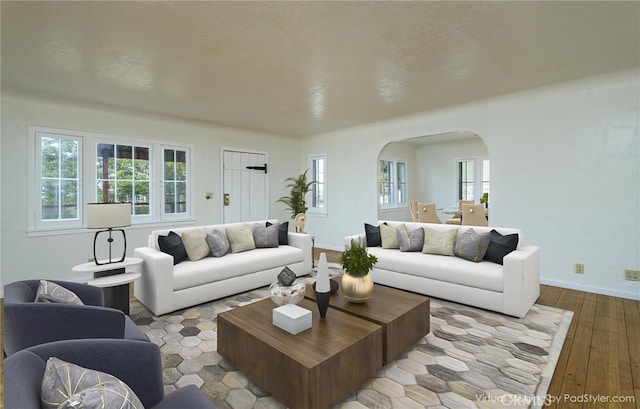 living room with light wood-type flooring