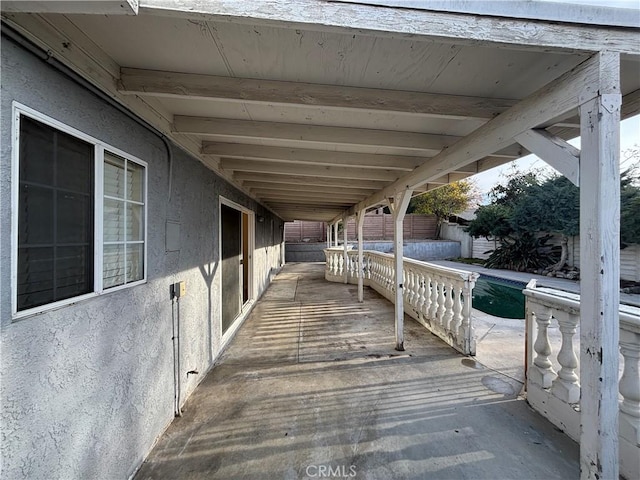 deck featuring a pool