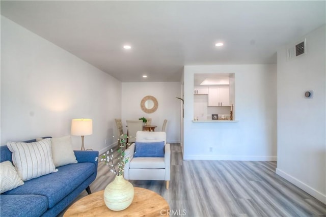 living room featuring light hardwood / wood-style flooring