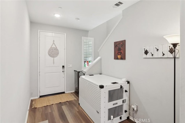 entrance foyer with dark wood-type flooring