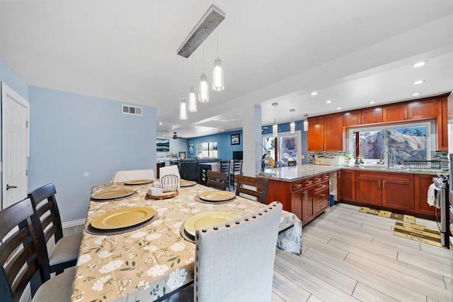 dining area with sink