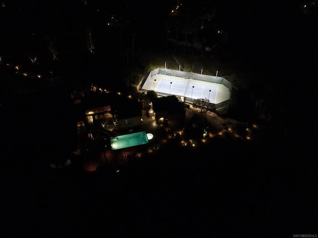 view of aerial view at night