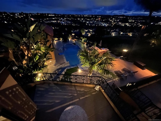 view of aerial view at night