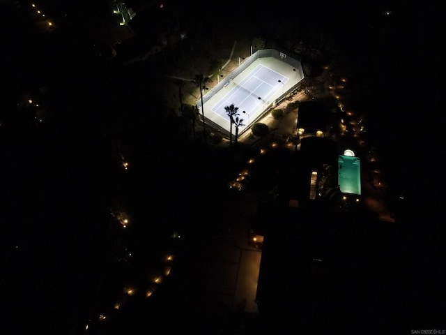 view of aerial view at night