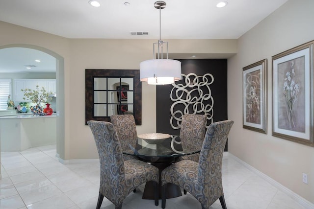 view of tiled dining room