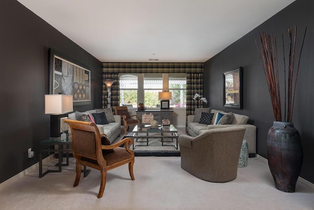 living room with carpet flooring