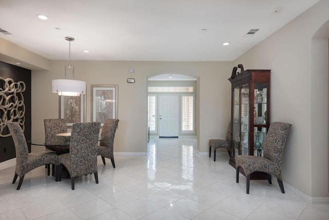 view of tiled dining space