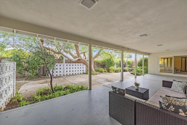 view of patio featuring an outdoor living space