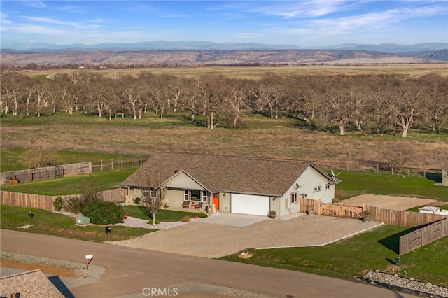 aerial view with a mountain view