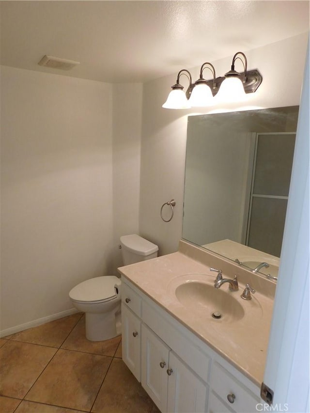 bathroom featuring tile patterned flooring, vanity, and toilet