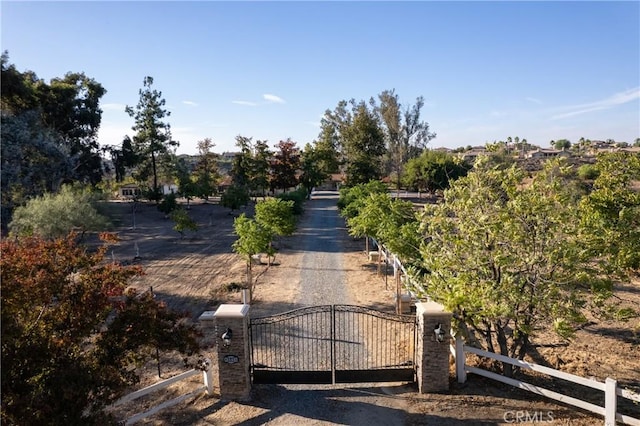 view of yard with a rural view