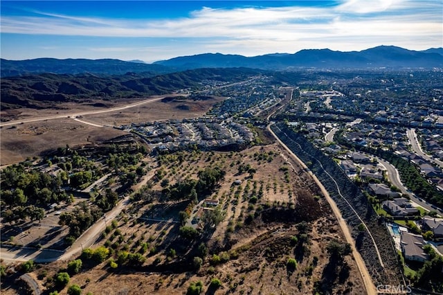 bird's eye view with a mountain view