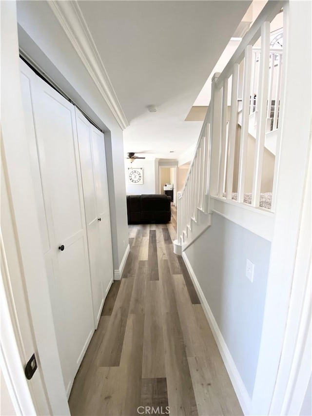 22761 Granite Dome Pl, Canyon Lake, CA 92587 - hall with crown molding and light wood-type flooring