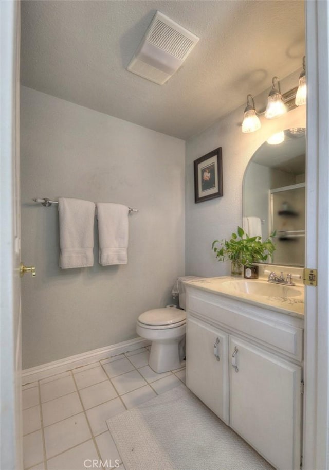 779 W 24th Unit 4, San Pedro, CA 90731 - bathroom featuring vanity, tile patterned floors, a textured ceiling, and a shower