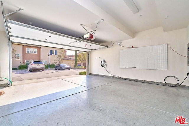 garage with a garage door opener