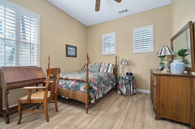 bedroom with light wood-type flooring