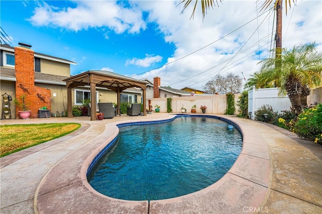 view of pool featuring a gazebo and a patio area