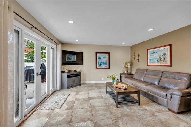 living room featuring french doors