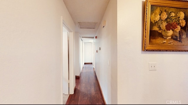 hallway with dark wood-type flooring