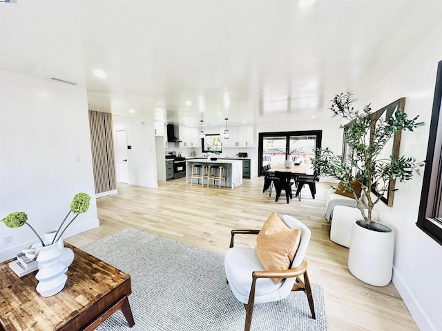 living room featuring light hardwood / wood-style flooring