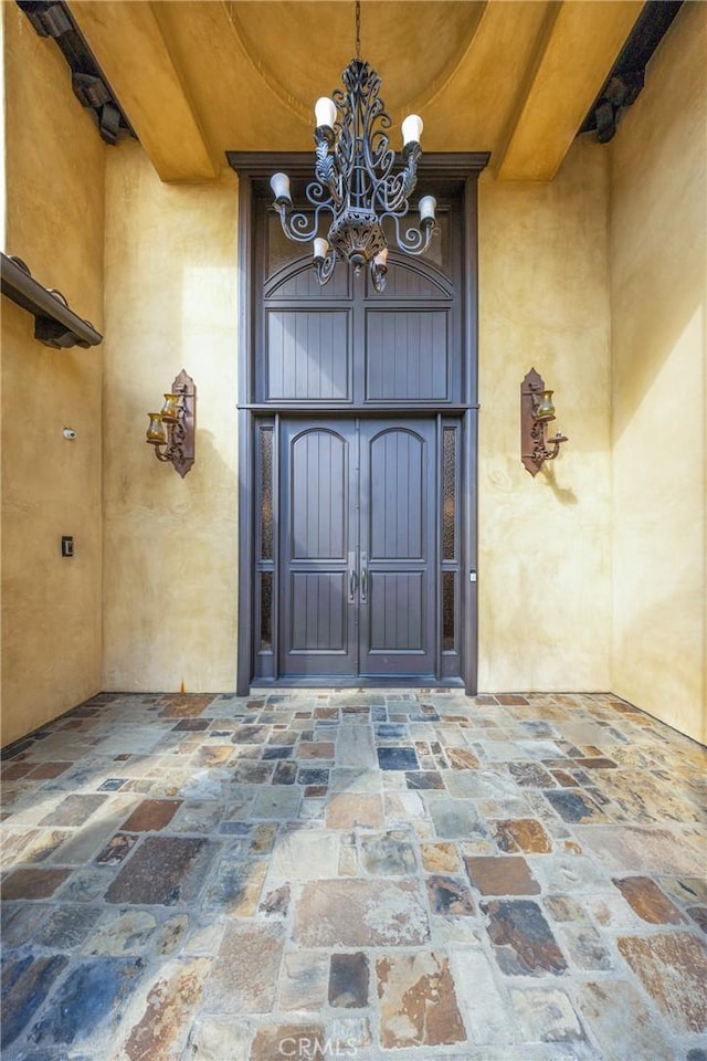 doorway to property featuring french doors