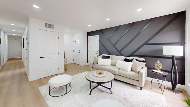 living room featuring light hardwood / wood-style floors