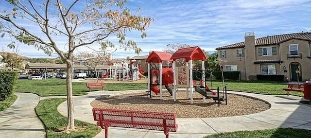 view of play area featuring a yard