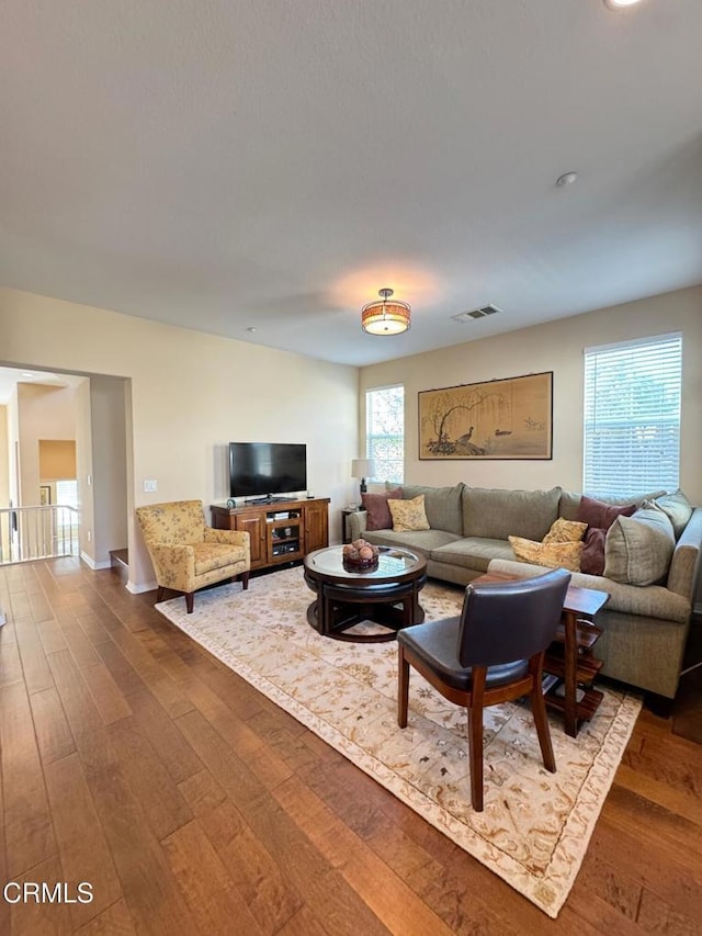 living room featuring wood-type flooring