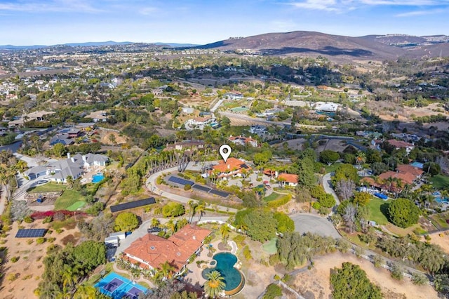 aerial view with a mountain view